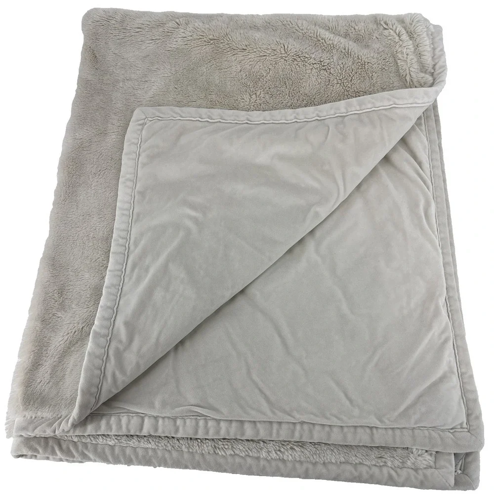 Pottery‎ Barn Faux Fur Cozy Plush Reversible Throw Blanket 50x60in Cream Ivory